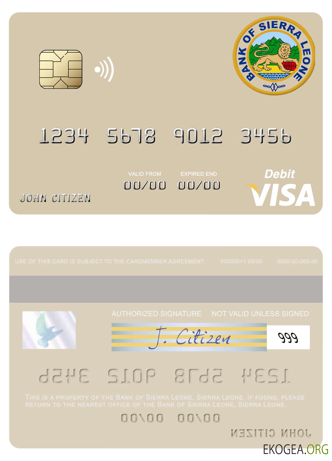 Carte de débit visa de la Sierra Leone Bank of Sierra Leone